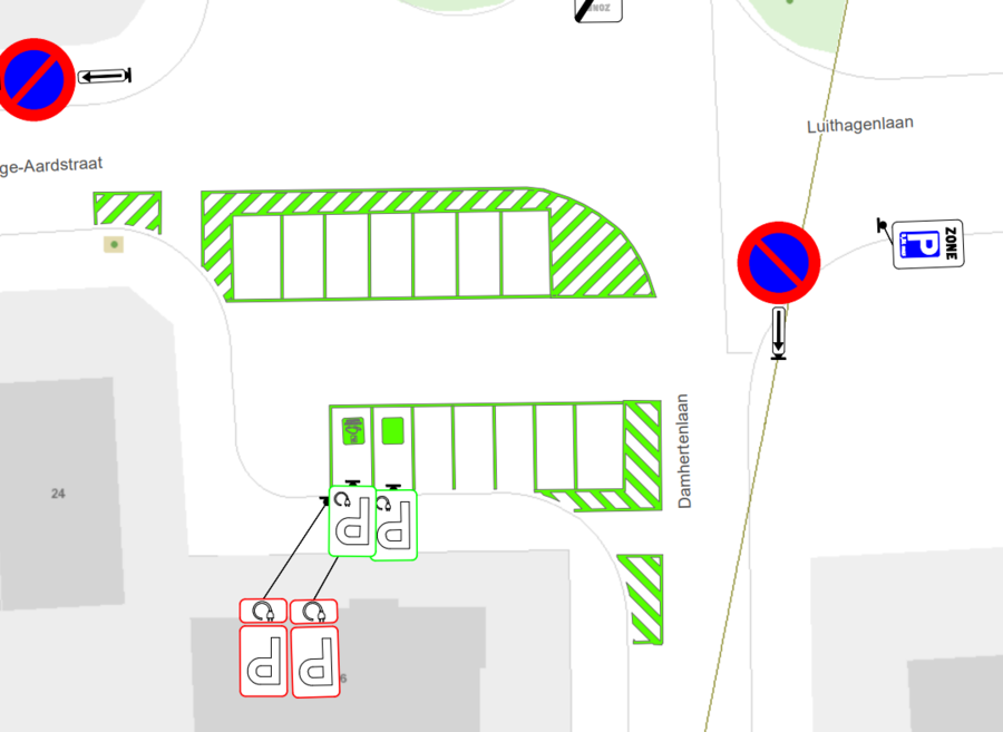 Plan van de nieuwe inrichting van het kruispunt.